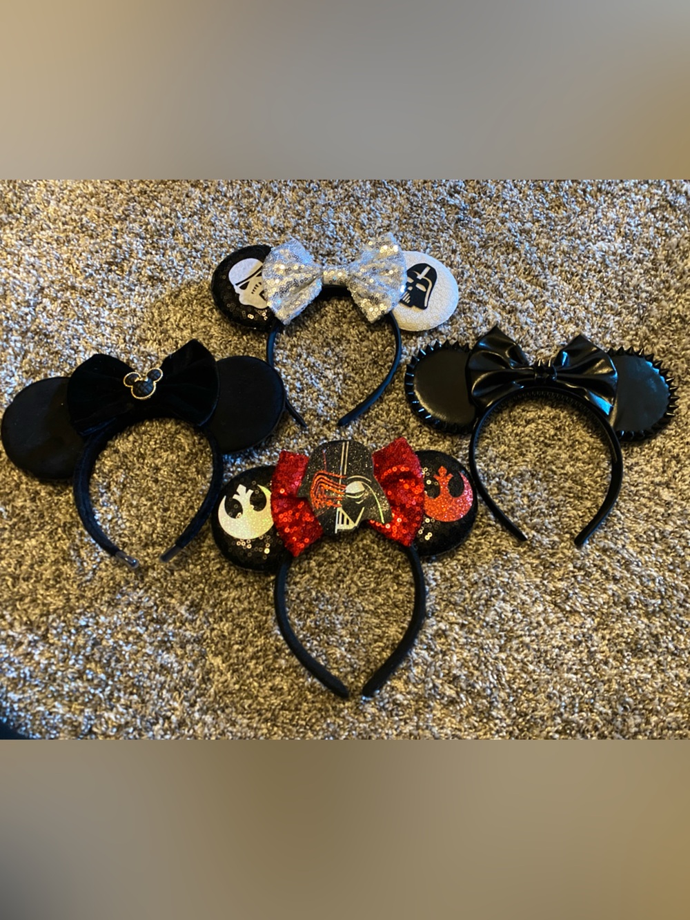 Minnie Mouse Ear Headbands Set of 4- Black, Red, Silver
